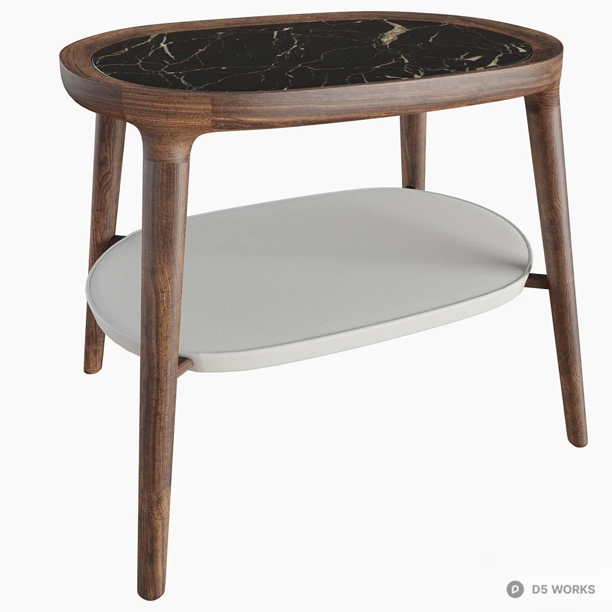 Marble Top Wooden Side Table 3d model thumbnail 2