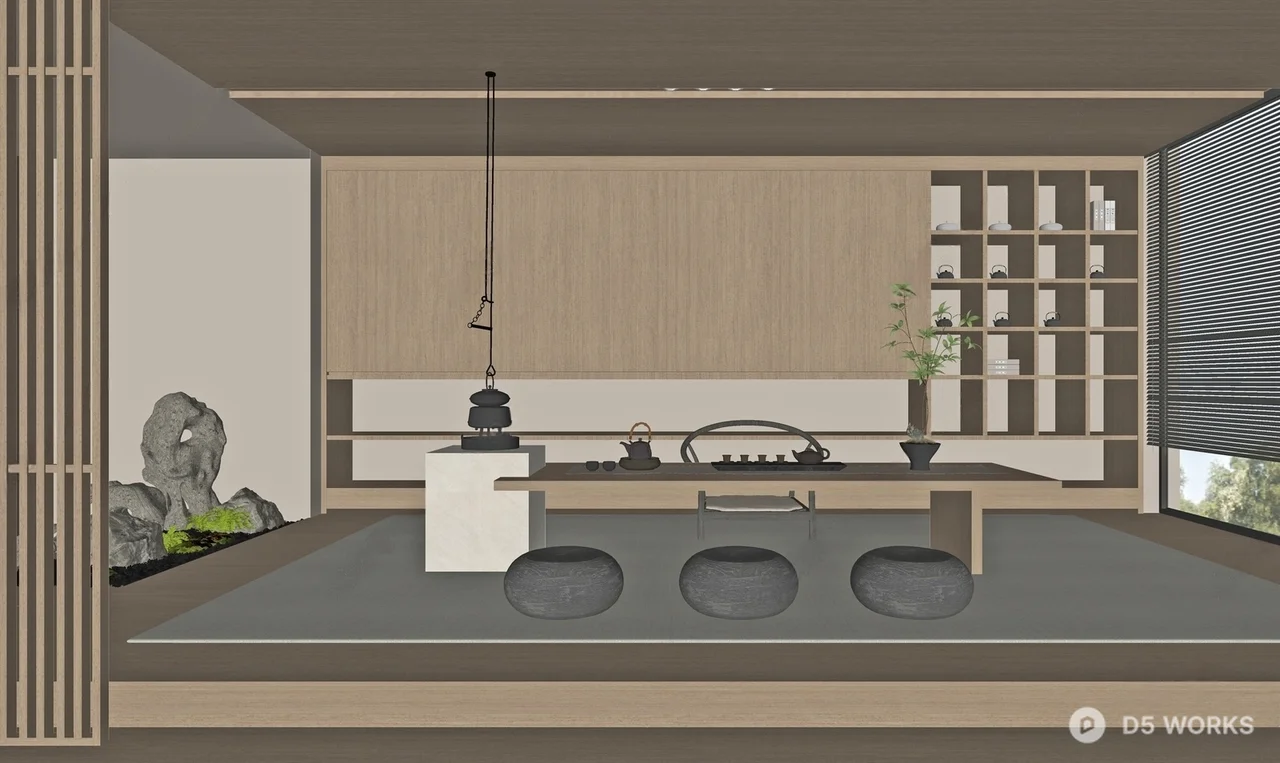 Minimalist Japanese Tea Room 3d model thumbnail 2