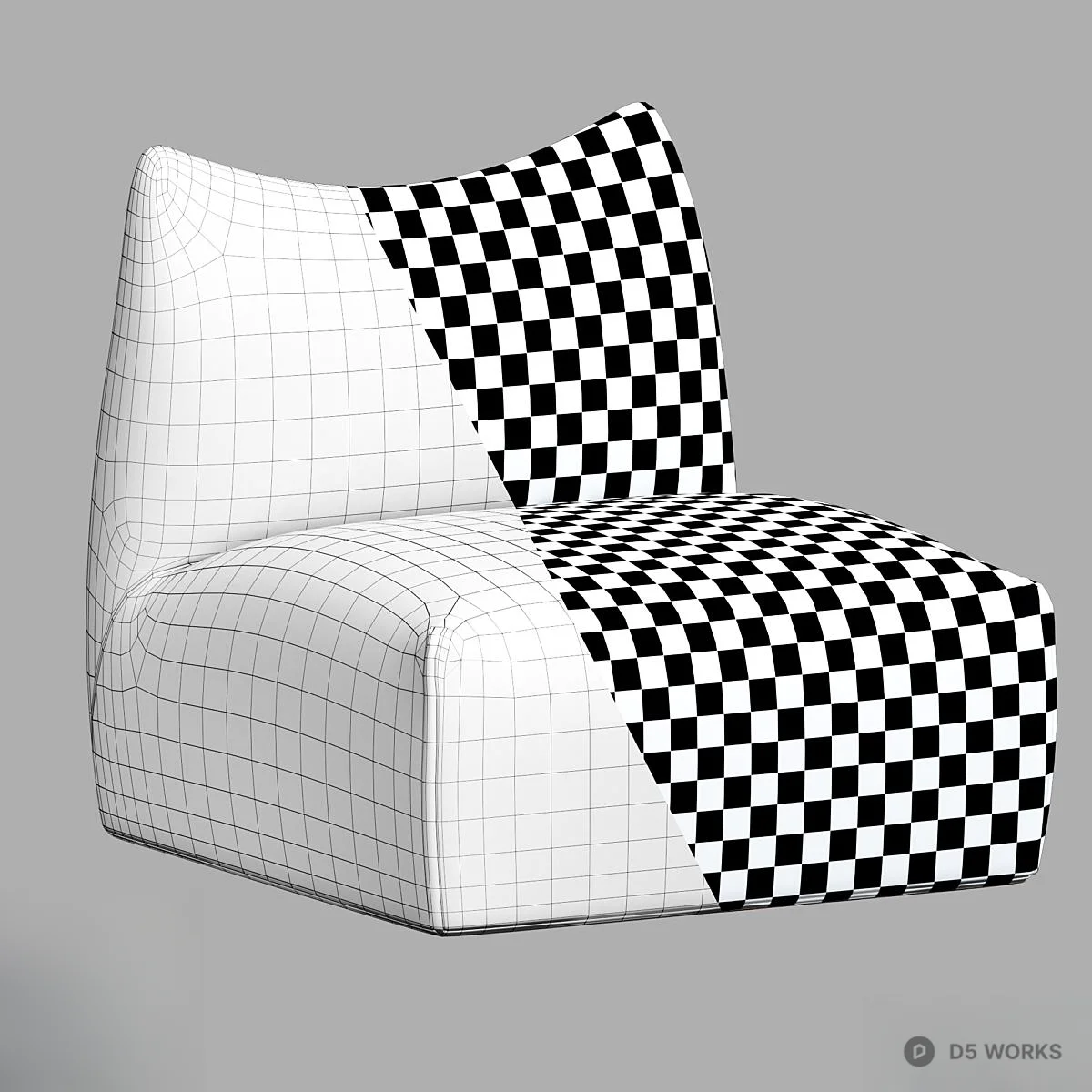 Textured Upholstered Single Sofa 3d model thumbnail 2