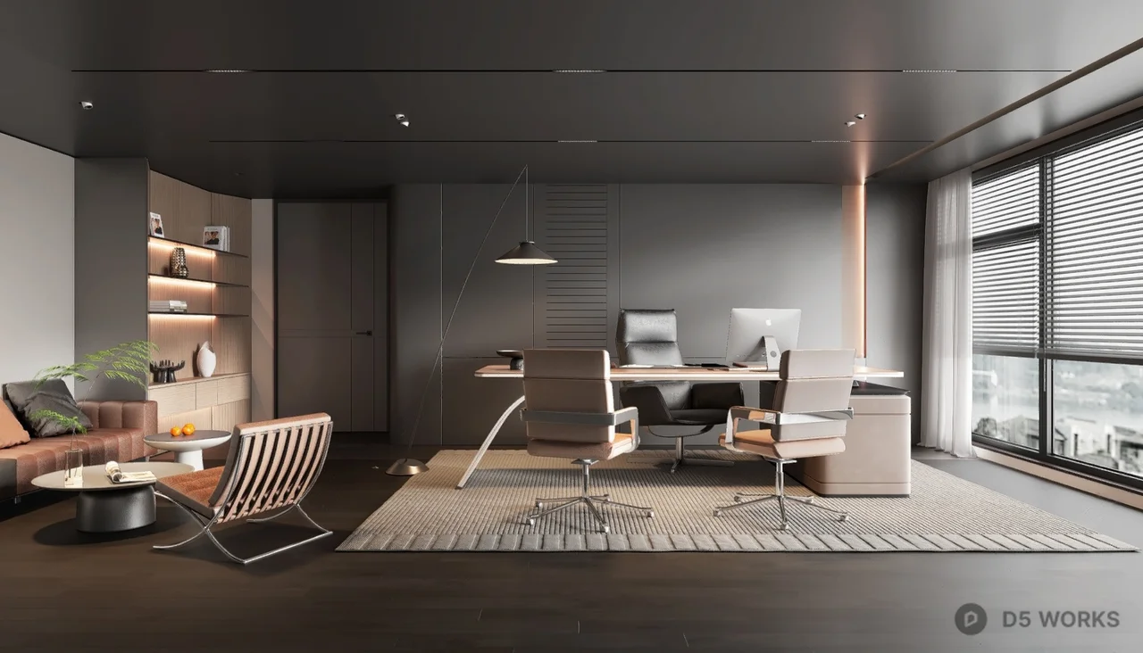 Modern Independent Office With Minimalist Design 3d model - Image 1