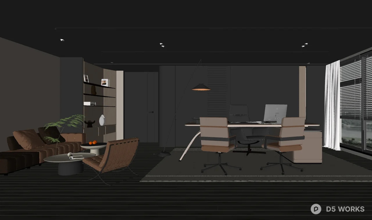 Modern Independent Office With Minimalist Design 3d model thumbnail 2