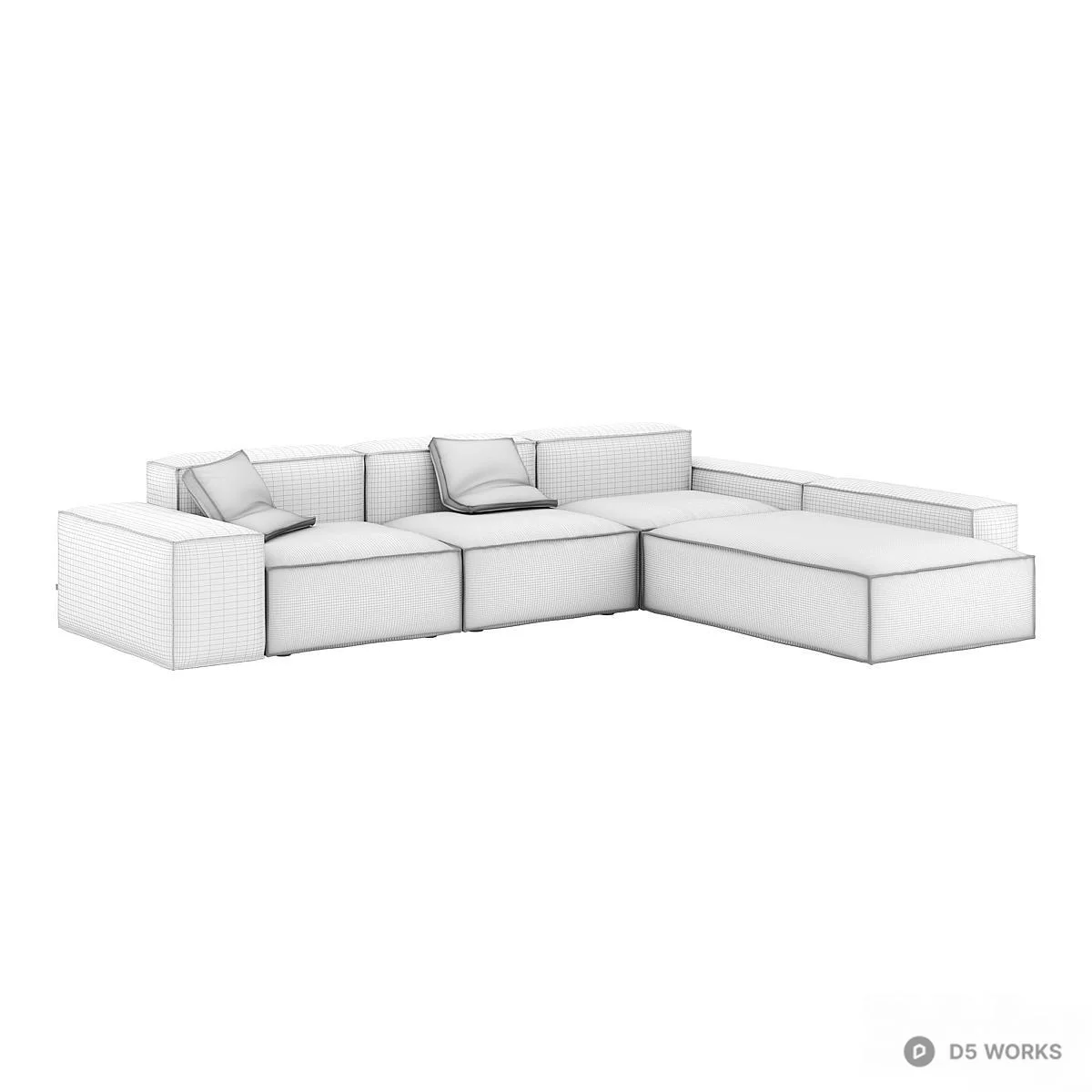 Modular Sectional Sofa With Chaise 3d model thumbnail 4