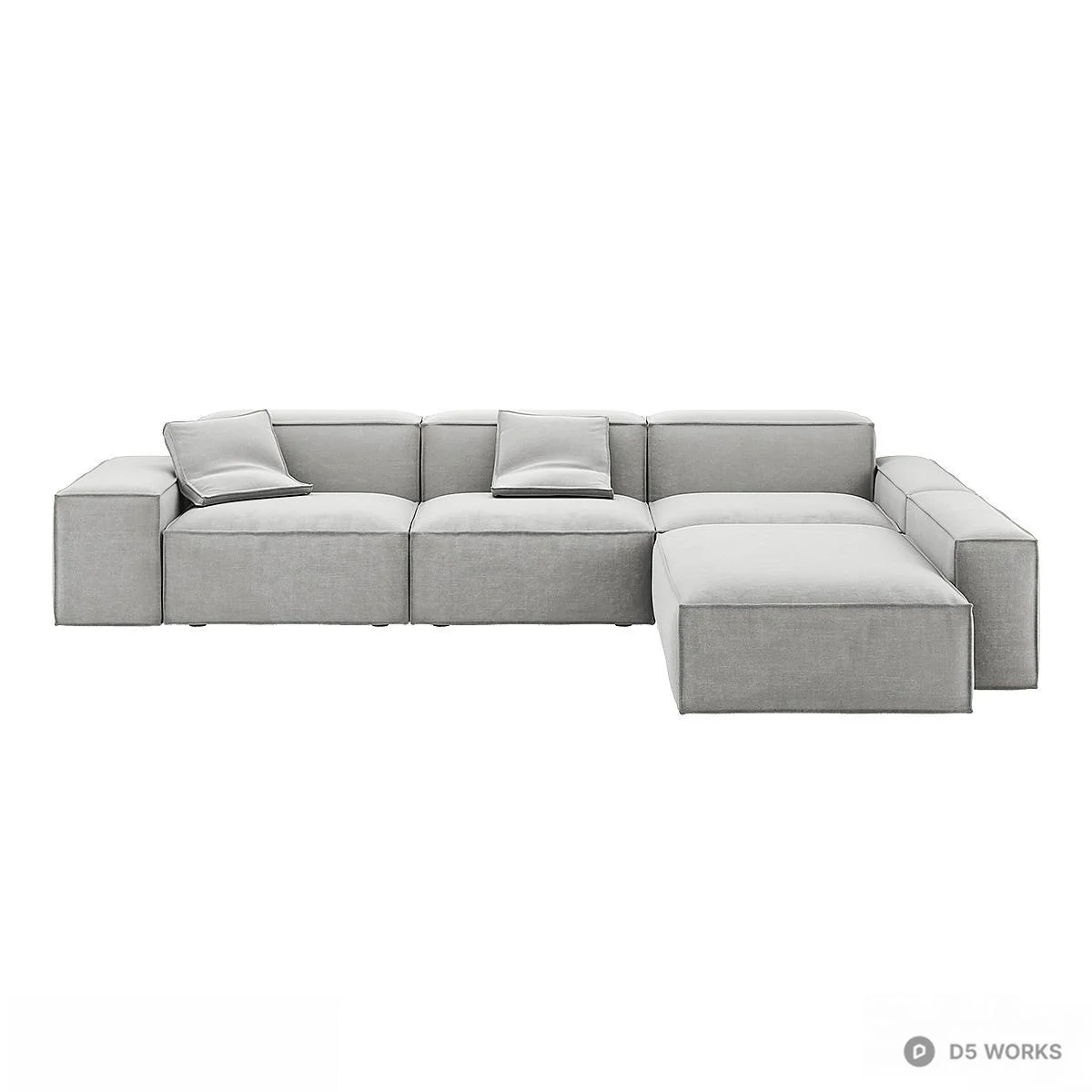 Modular Sectional Sofa With Chaise 3d model thumbnail 3