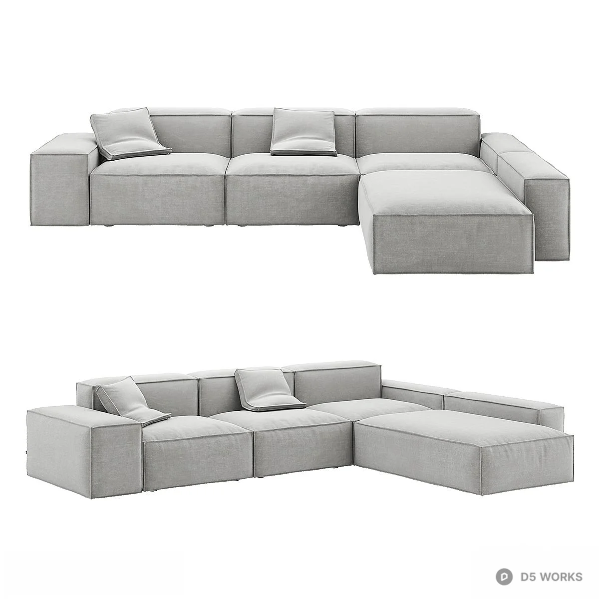 Modular Sectional Sofa With Chaise 3d model - Image 1