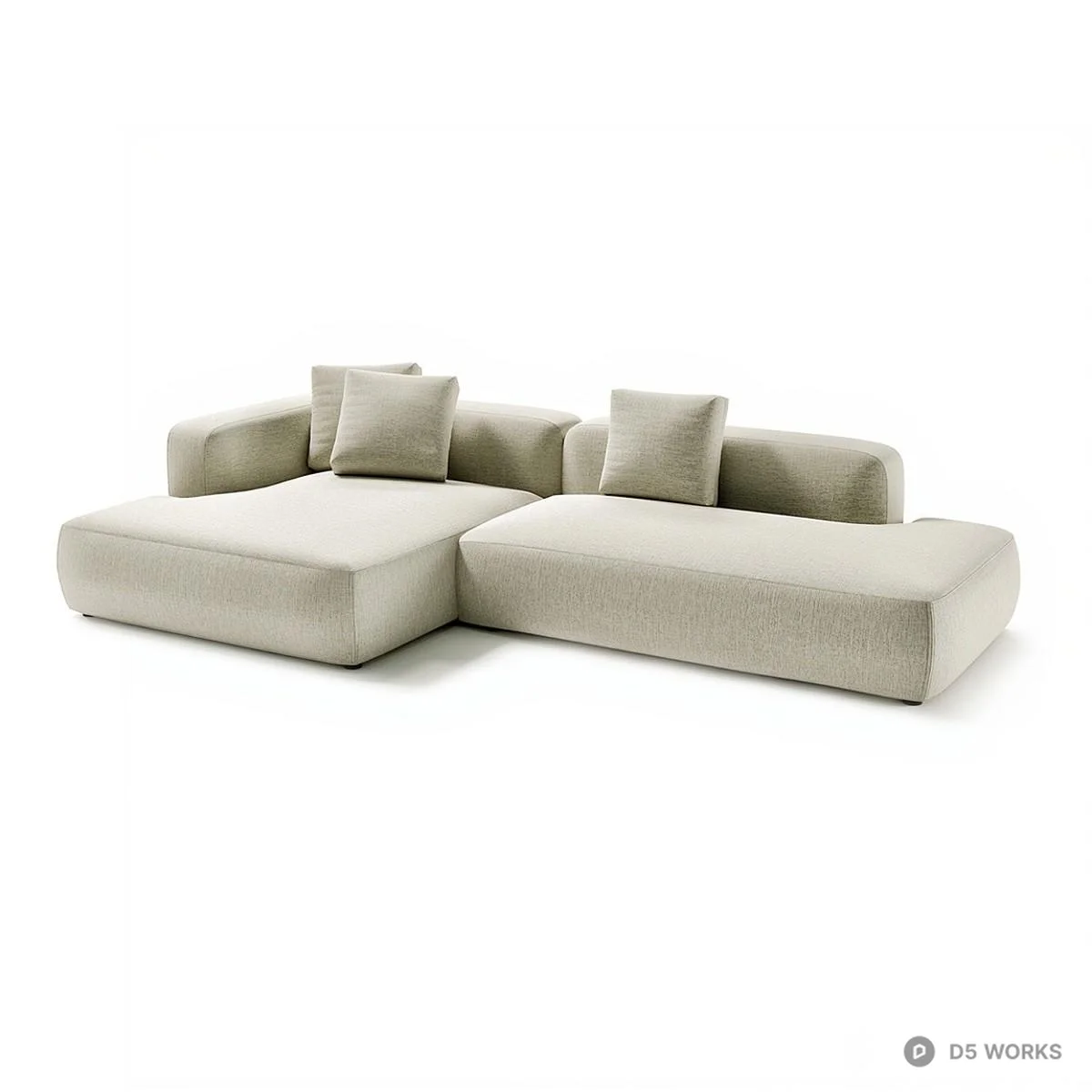 Modular Sectional Sofa In Beige Fabric 3d model - Image 1