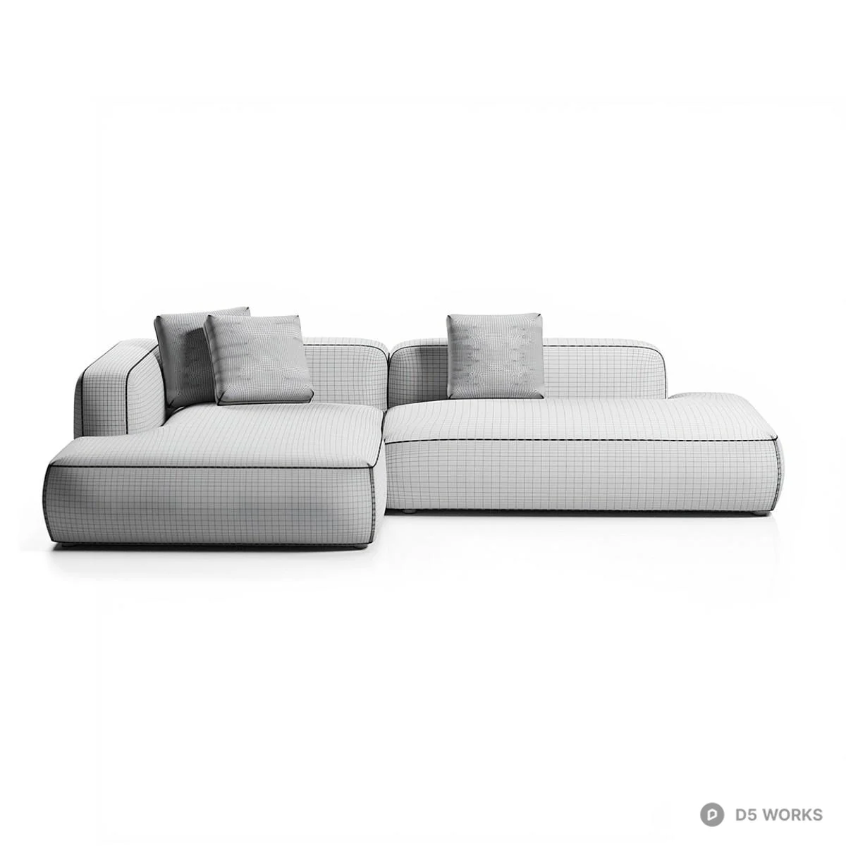 Modular Sectional Sofa In Beige Fabric 3d model thumbnail 3