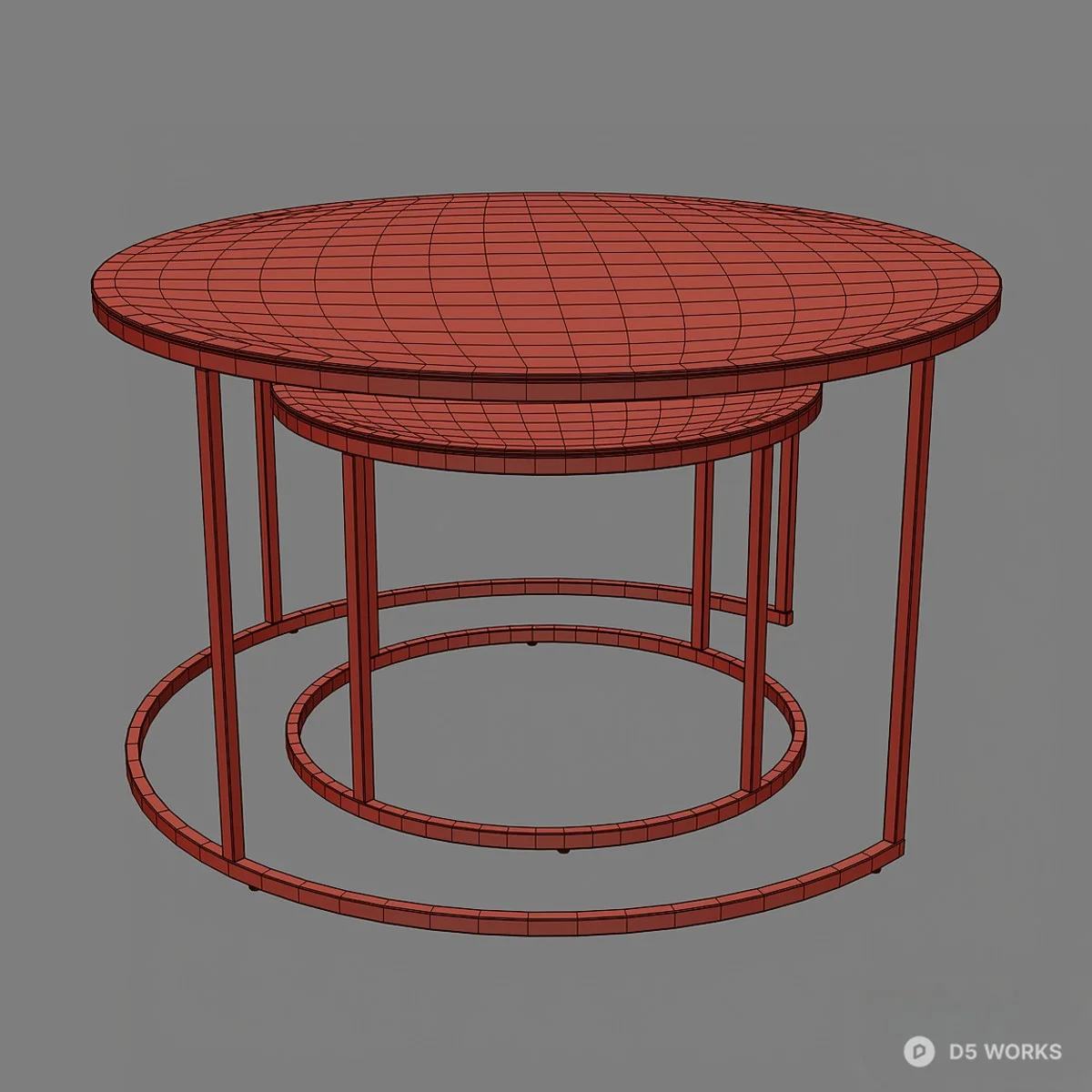 Marble Top Nesting Coffee Table With Gold Frame 3d model thumbnail 3
