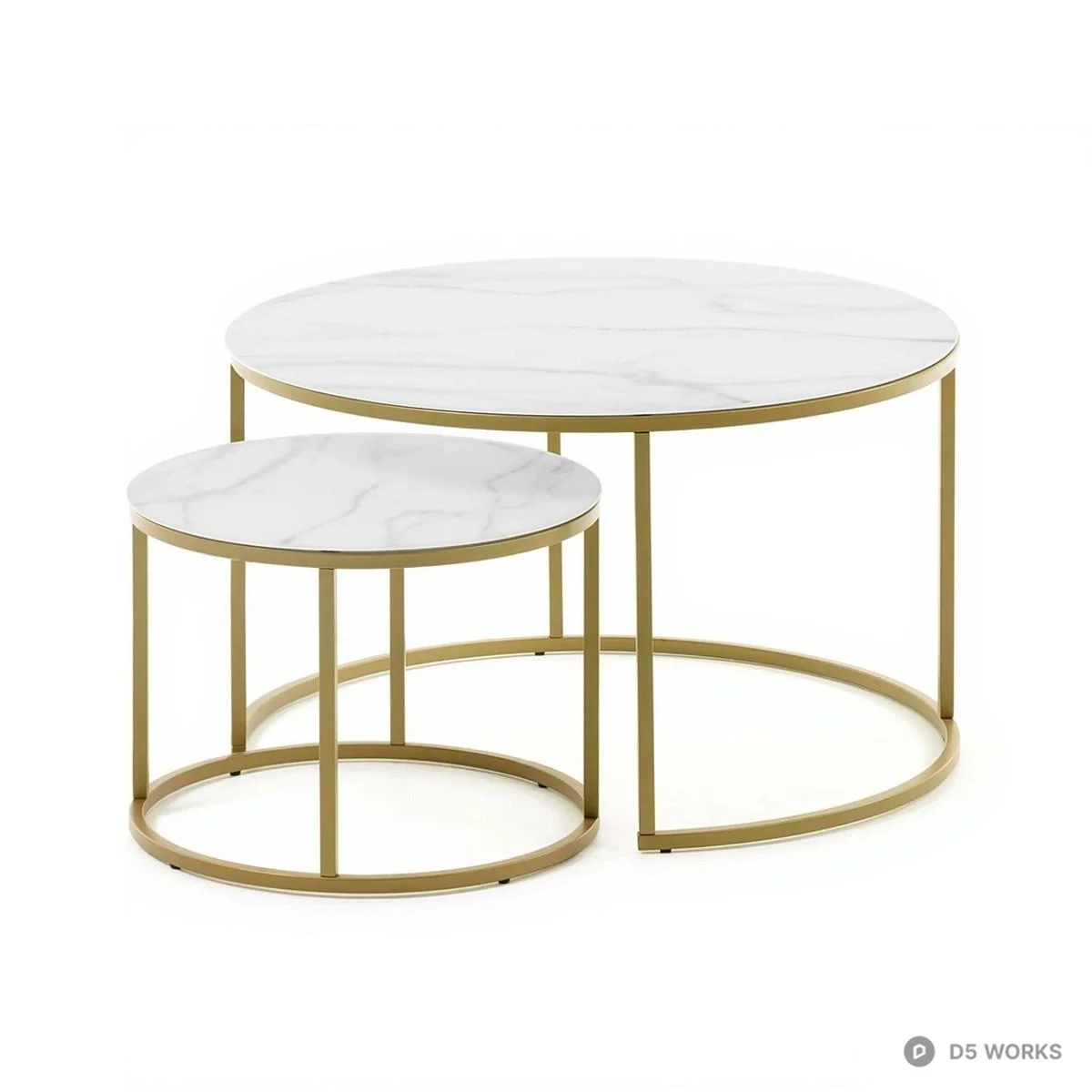 Marble Top Nesting Coffee Table With Gold Frame 3d model thumbnail 2