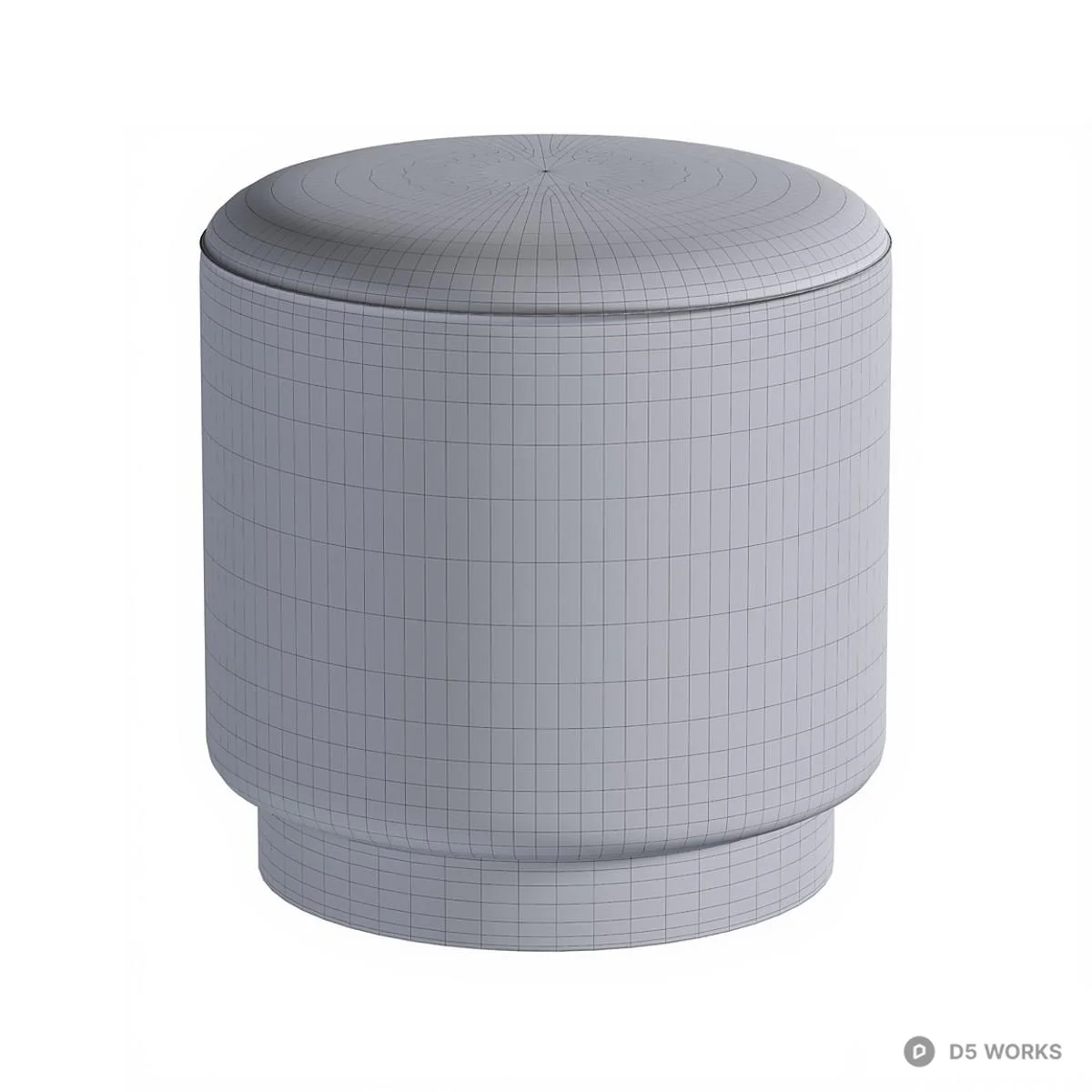 Textured Fabric Stool With Metal Base 3d model thumbnail 3