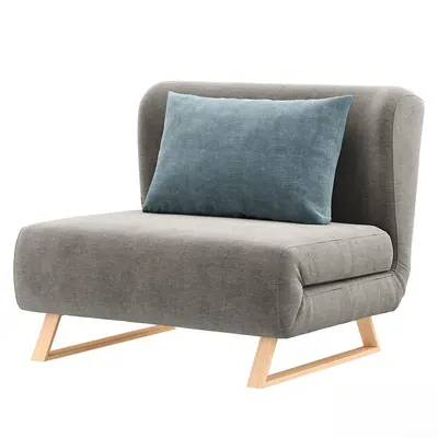 Minimalist Fabric Single Sofa With Wooden Legs 3d model