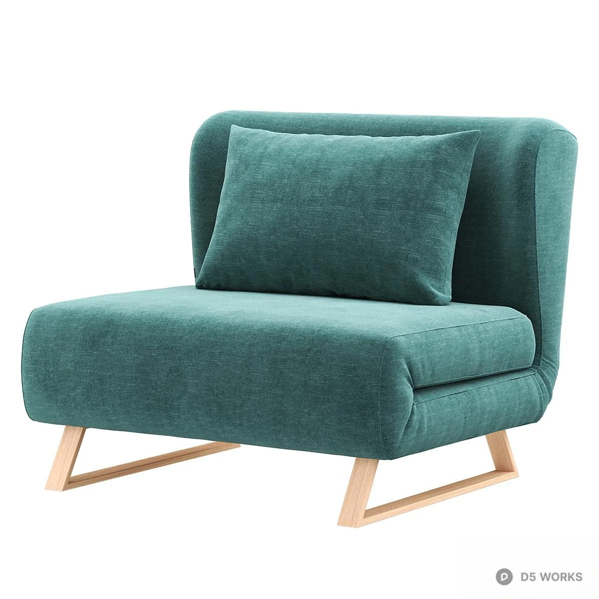 Minimalist Fabric Single Sofa With Wooden Legs 3d model thumbnail 6