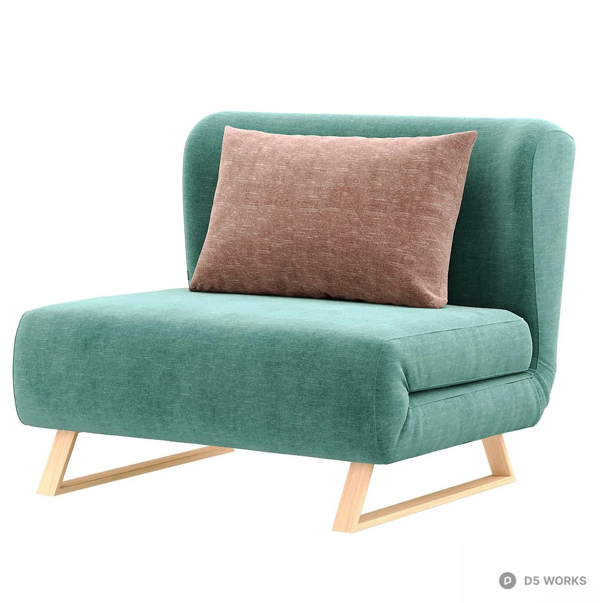 Minimalist Fabric Single Sofa With Wooden Legs 3d model thumbnail 3