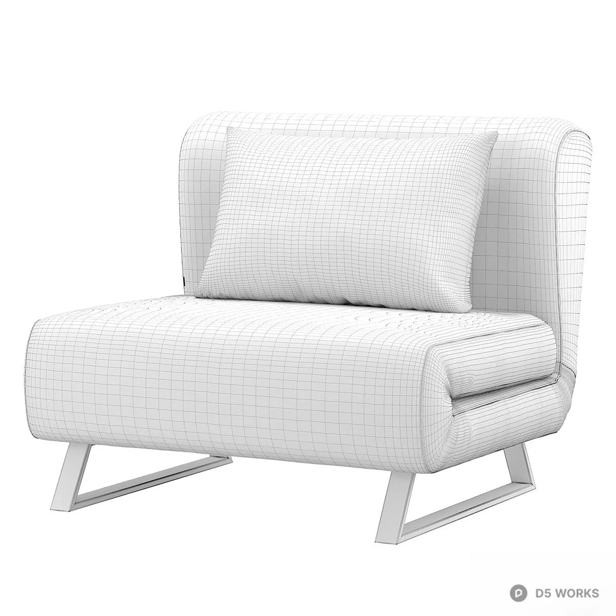 Minimalist Fabric Single Sofa With Wooden Legs 3d model thumbnail 7