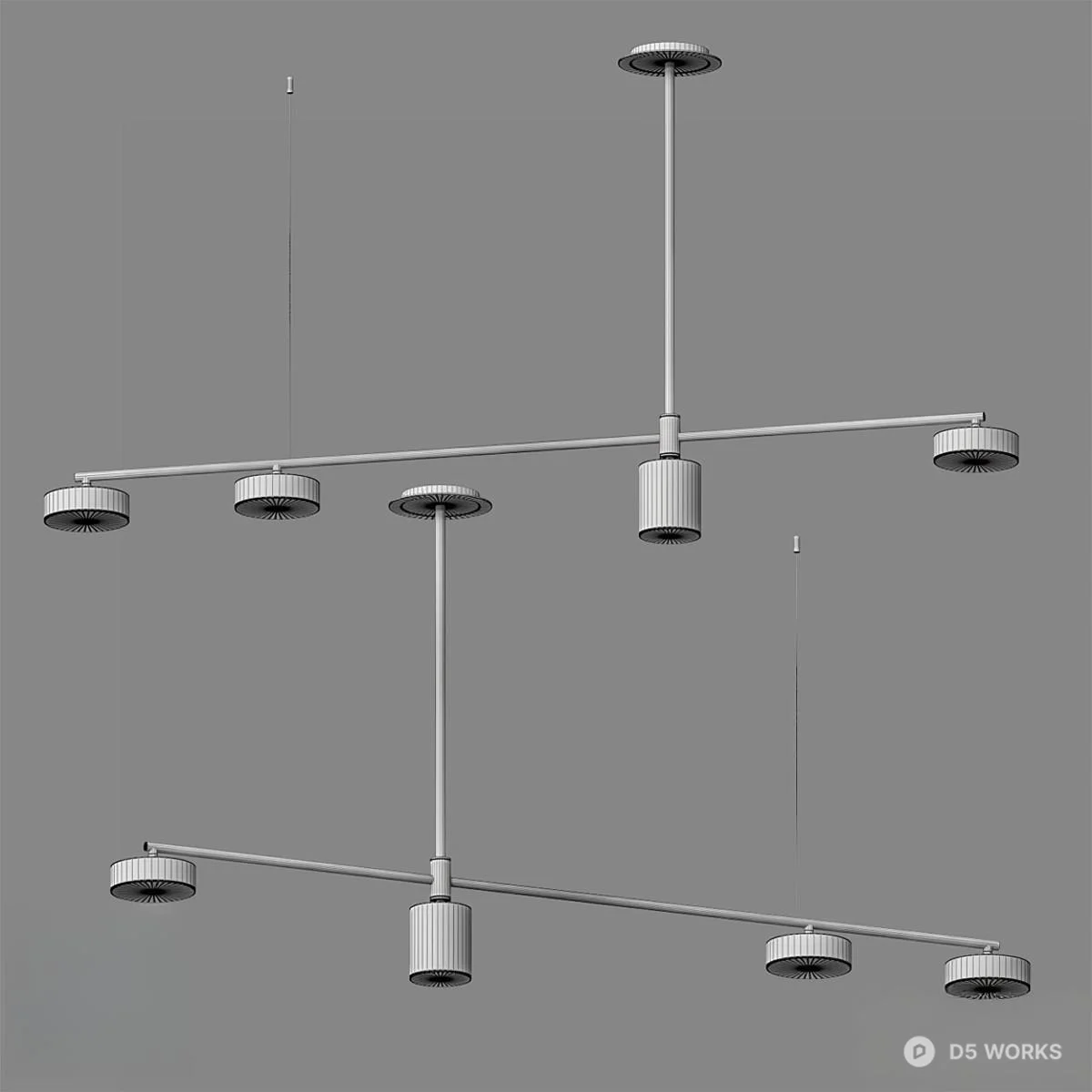 Modern Linear Pendant Light 3d model thumbnail 2