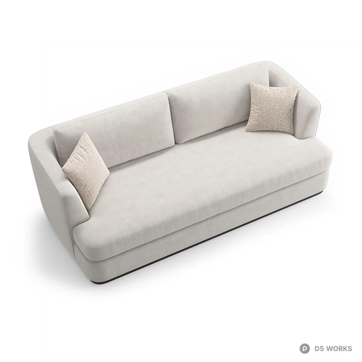 Minimalist Upholstered Three-Seater Sofa 3d model thumbnail 3