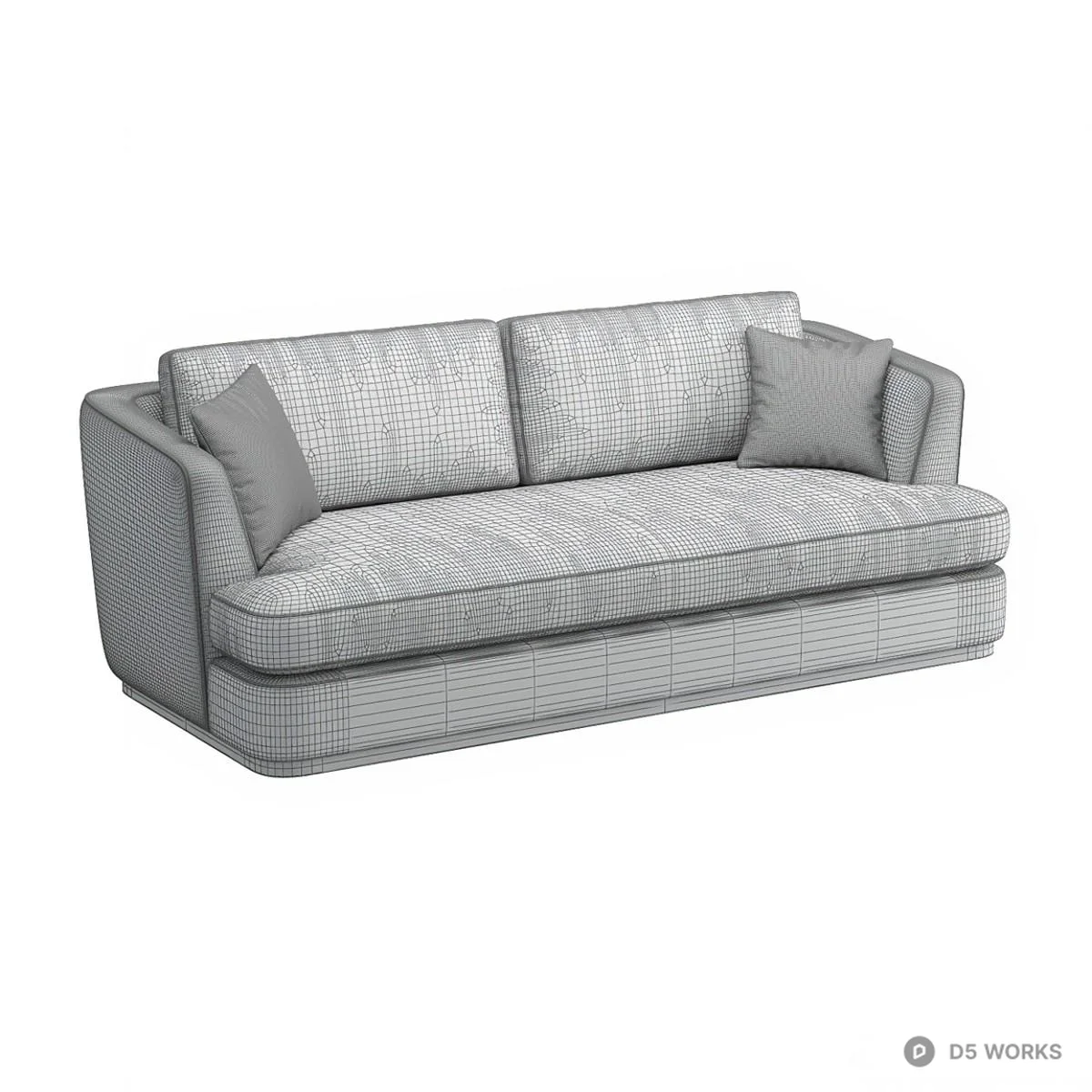 Minimalist Upholstered Three-Seater Sofa 3d model thumbnail 5