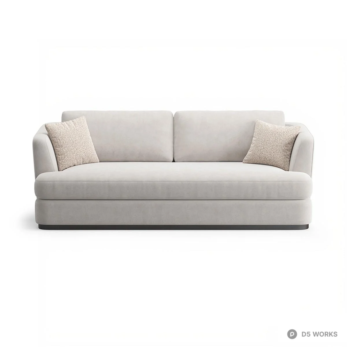 Minimalist Upholstered Three-Seater Sofa 3d model thumbnail 2