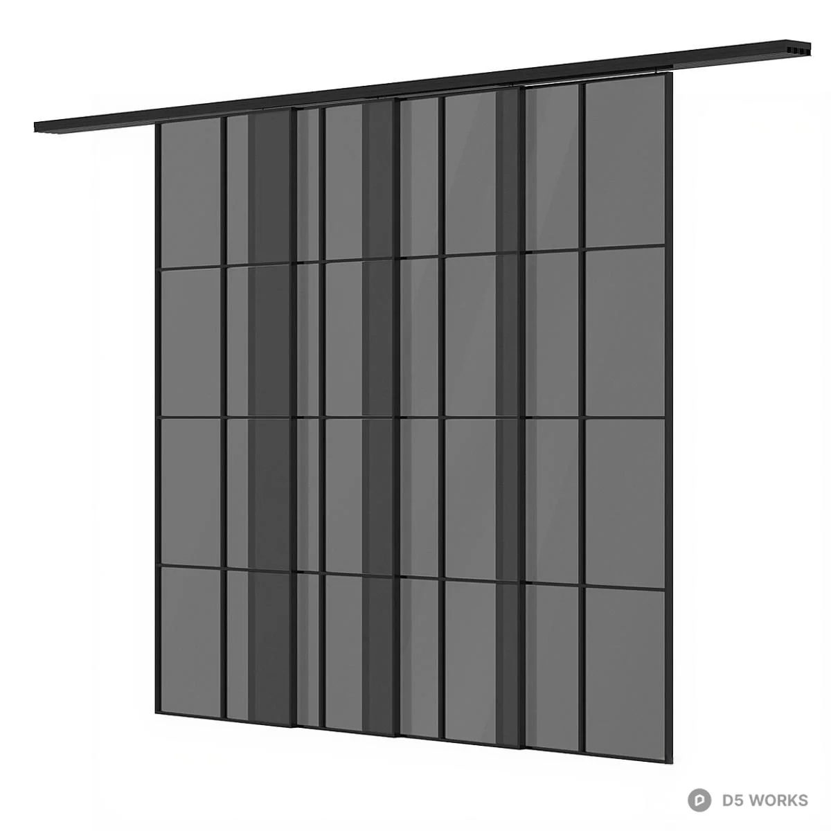 Black Frame Sliding Door 3d model thumbnail 2