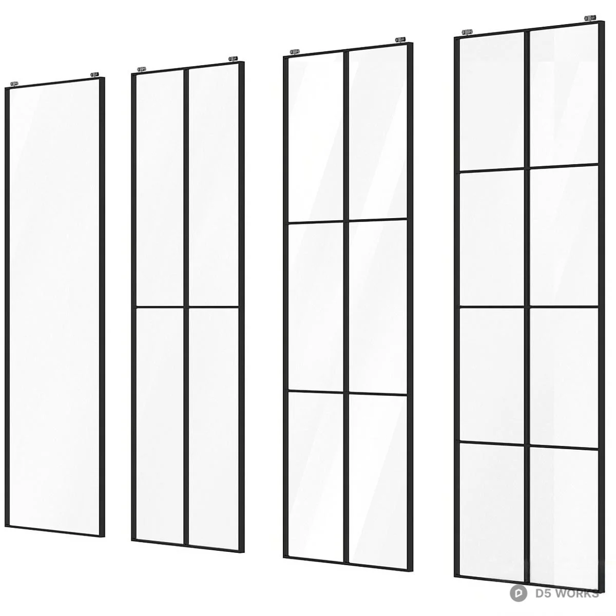 Black Frame Sliding Door 3d model thumbnail 4