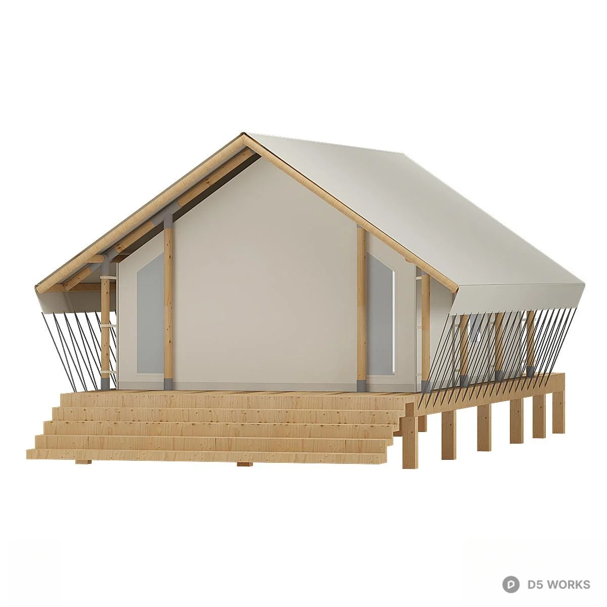 Minimalist Outdoor Canopy Bed 3d model thumbnail 3