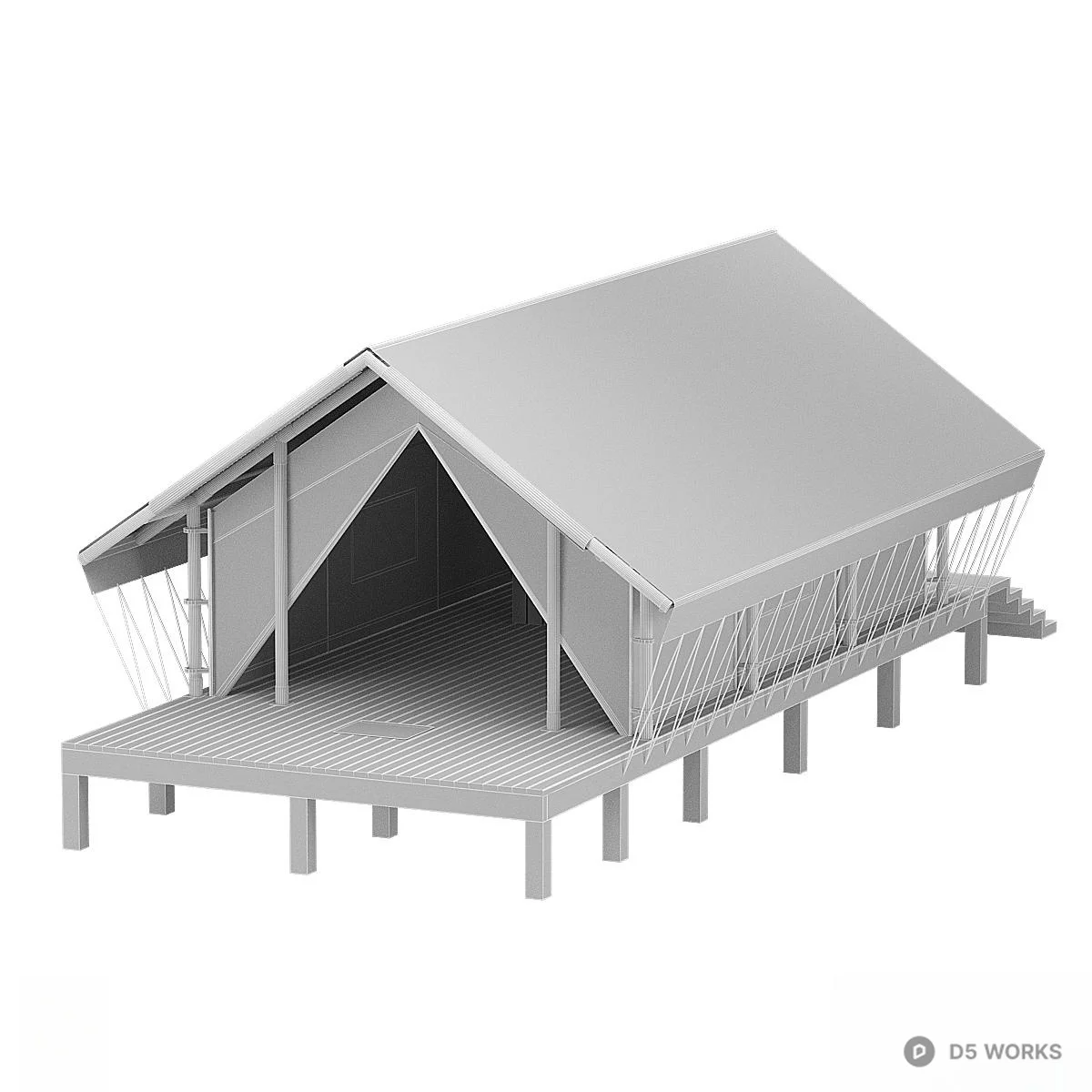 Minimalist Outdoor Canopy Bed 3d model thumbnail 4