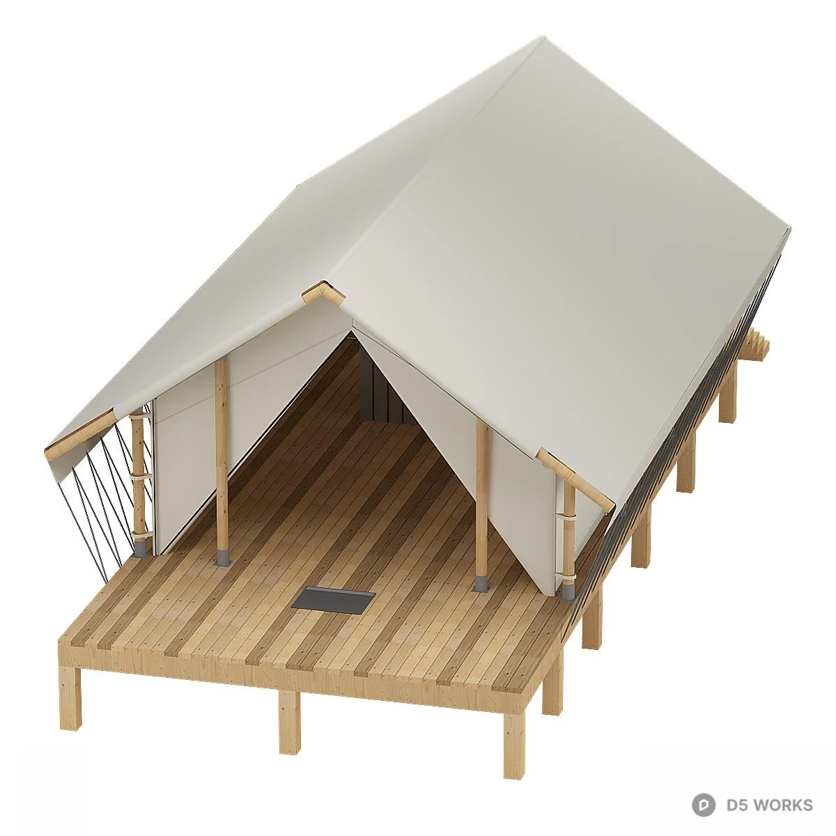 Minimalist Outdoor Canopy Bed 3d model thumbnail 2