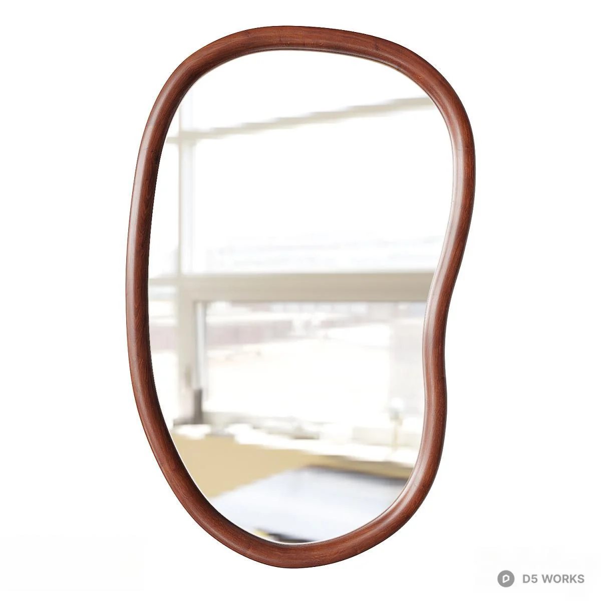 Organic Shape Wooden Frame Decorative Mirror 3d model - Image 1