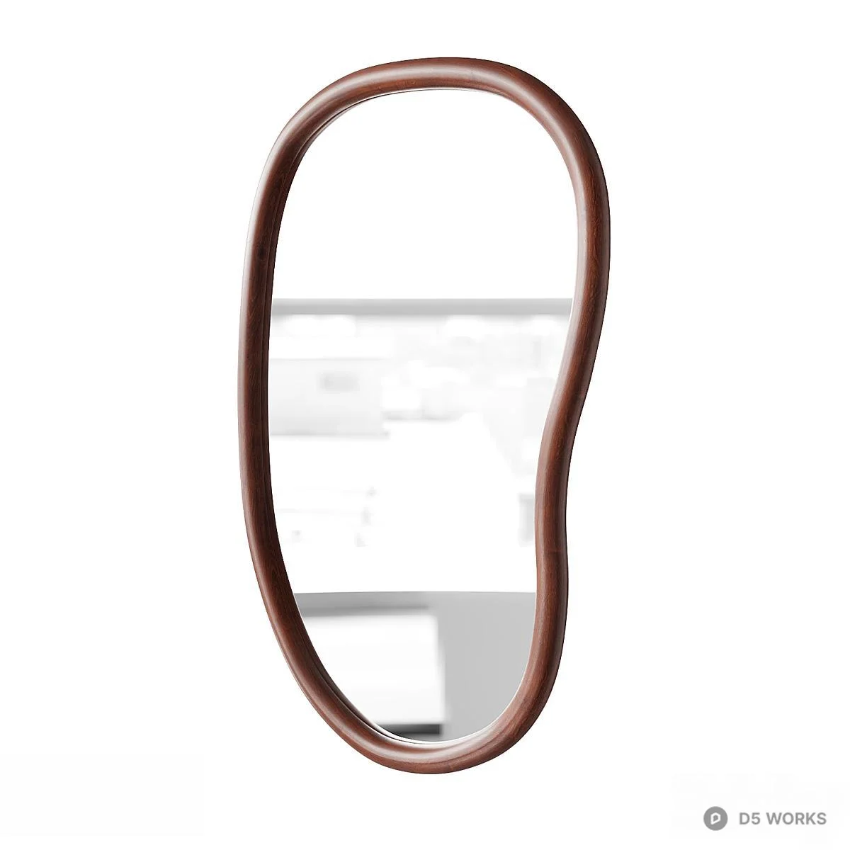 Organic Shape Wooden Frame Decorative Mirror 3d model thumbnail 2