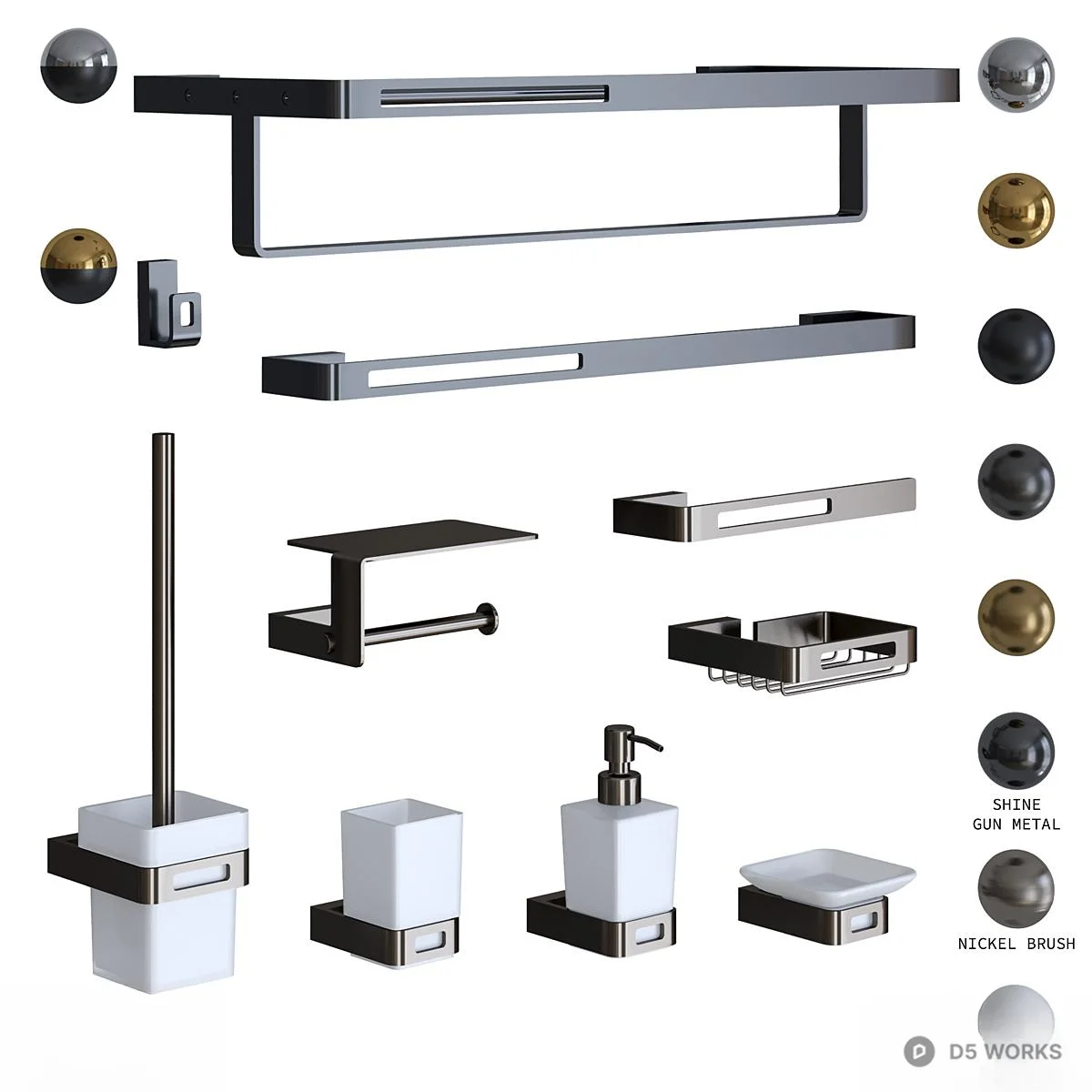 Modern Bathroom Hardware Set 3d model thumbnail 6