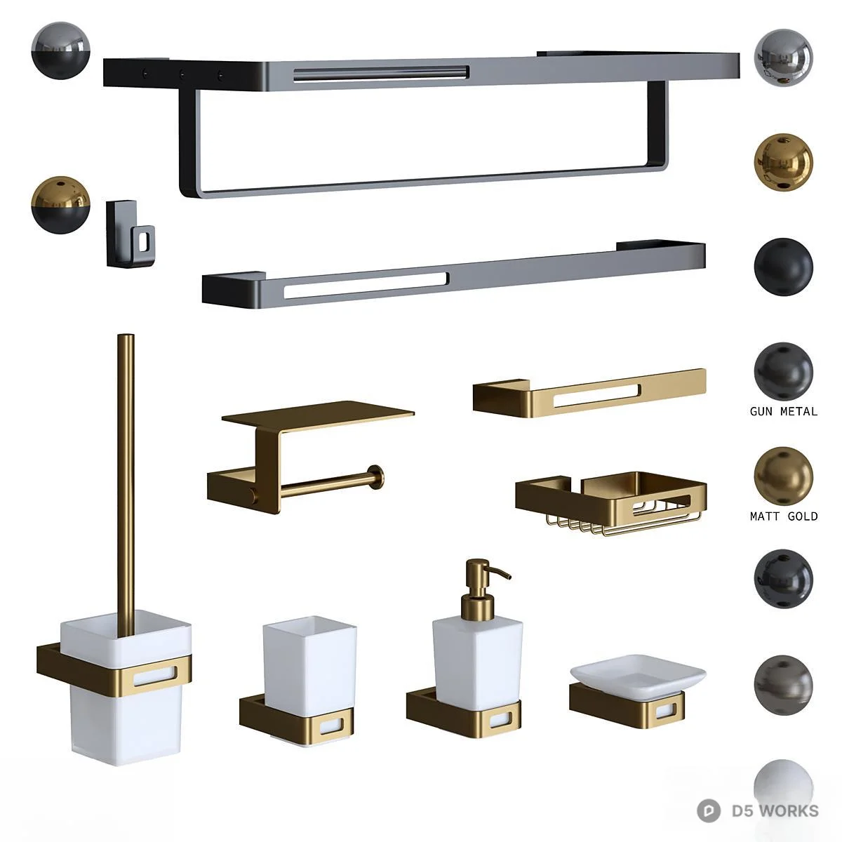 Modern Bathroom Hardware Set 3d model thumbnail 5