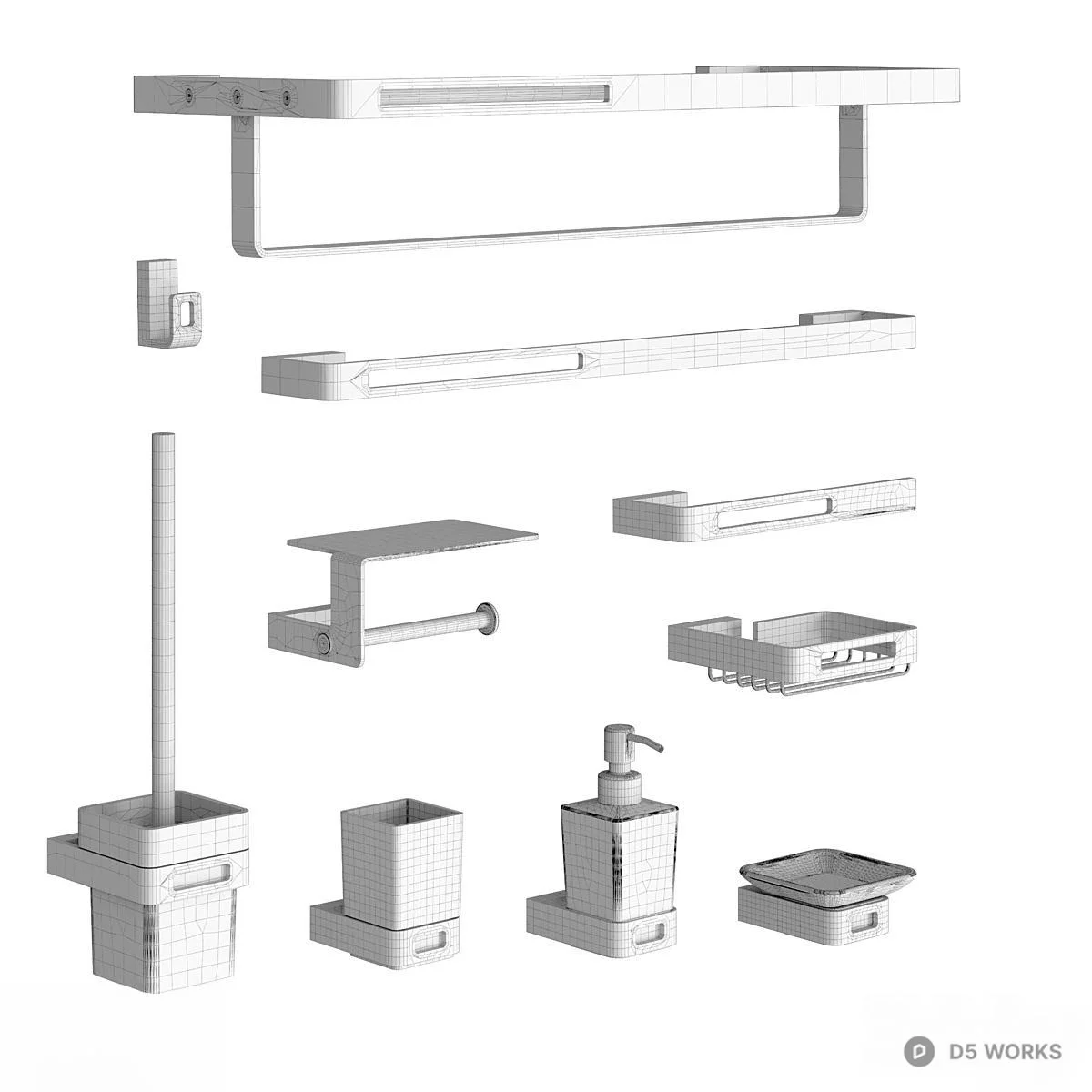 Modern Bathroom Hardware Set 3d model thumbnail 7