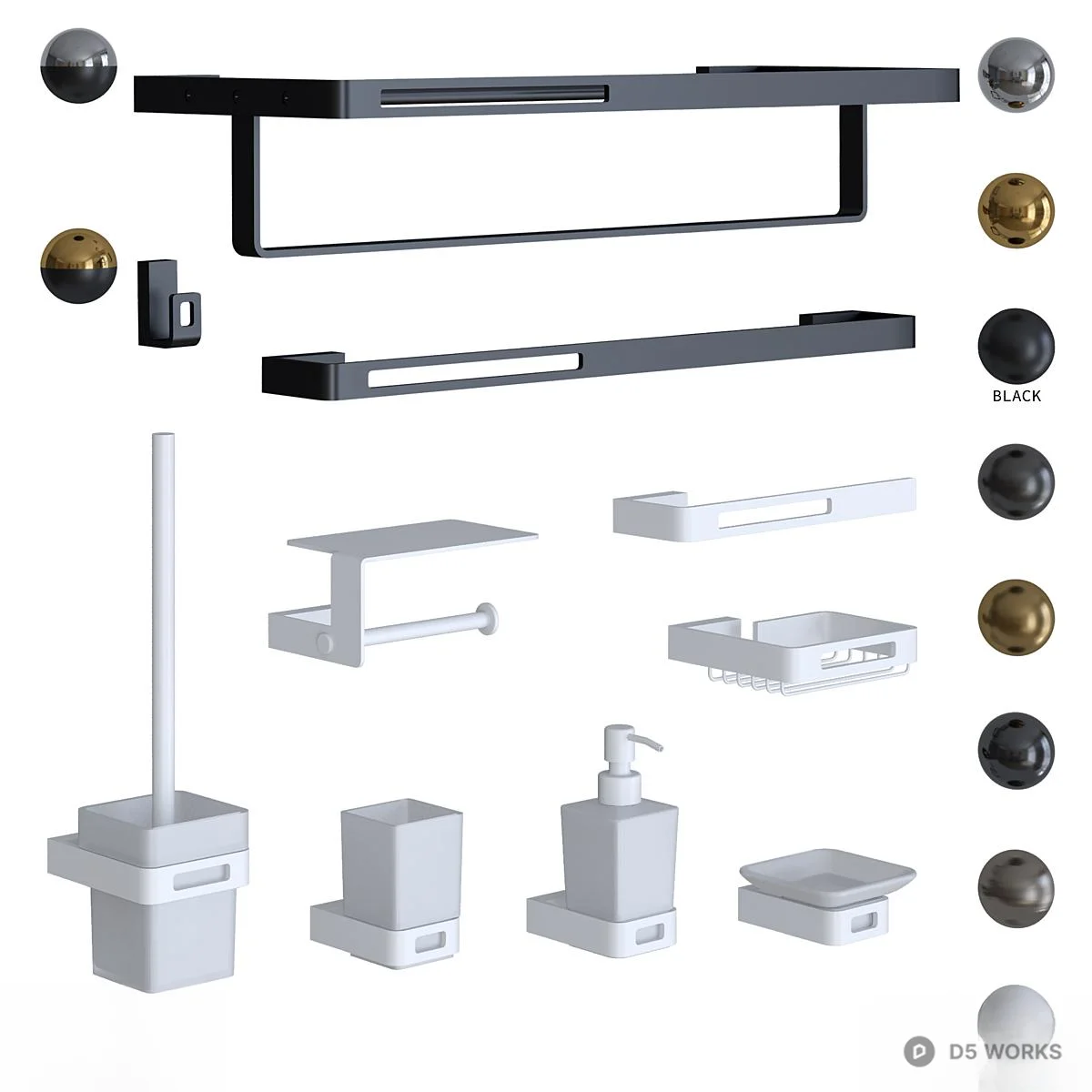 Modern Bathroom Hardware Set 3d model thumbnail 4