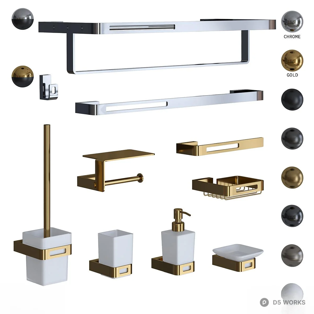Modern Bathroom Hardware Set 3d model - Image 1