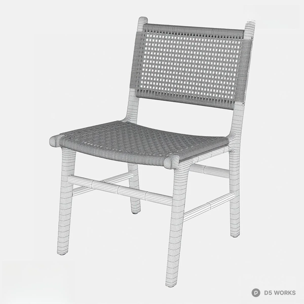 Woven Rattan Dining Chair 3d model thumbnail 2