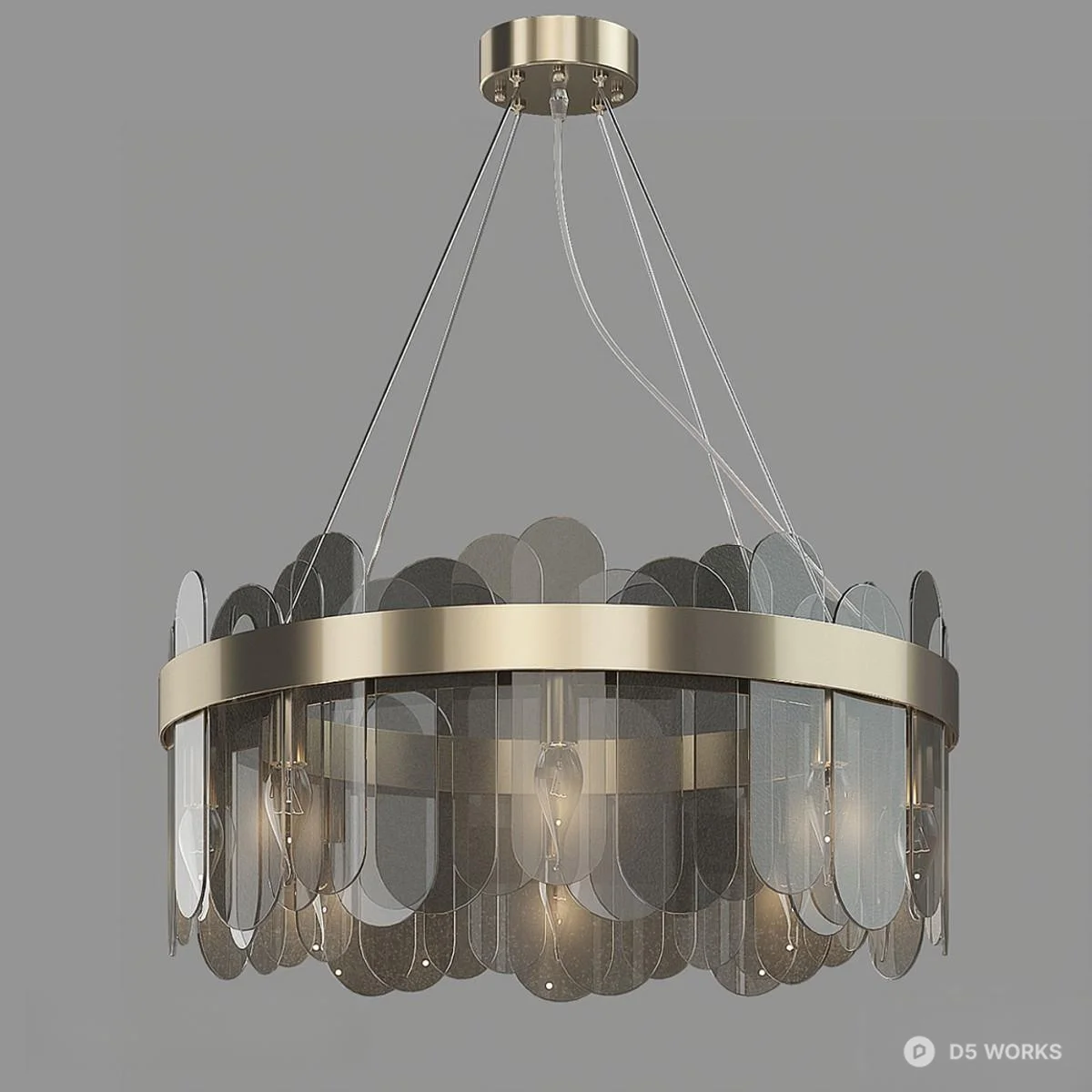Petals-Style Frosted Glass Pendant Light 3d model thumbnail 2