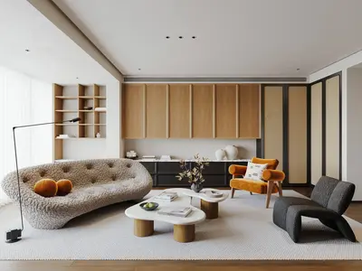 Organic Modern Home Living Room 3d model