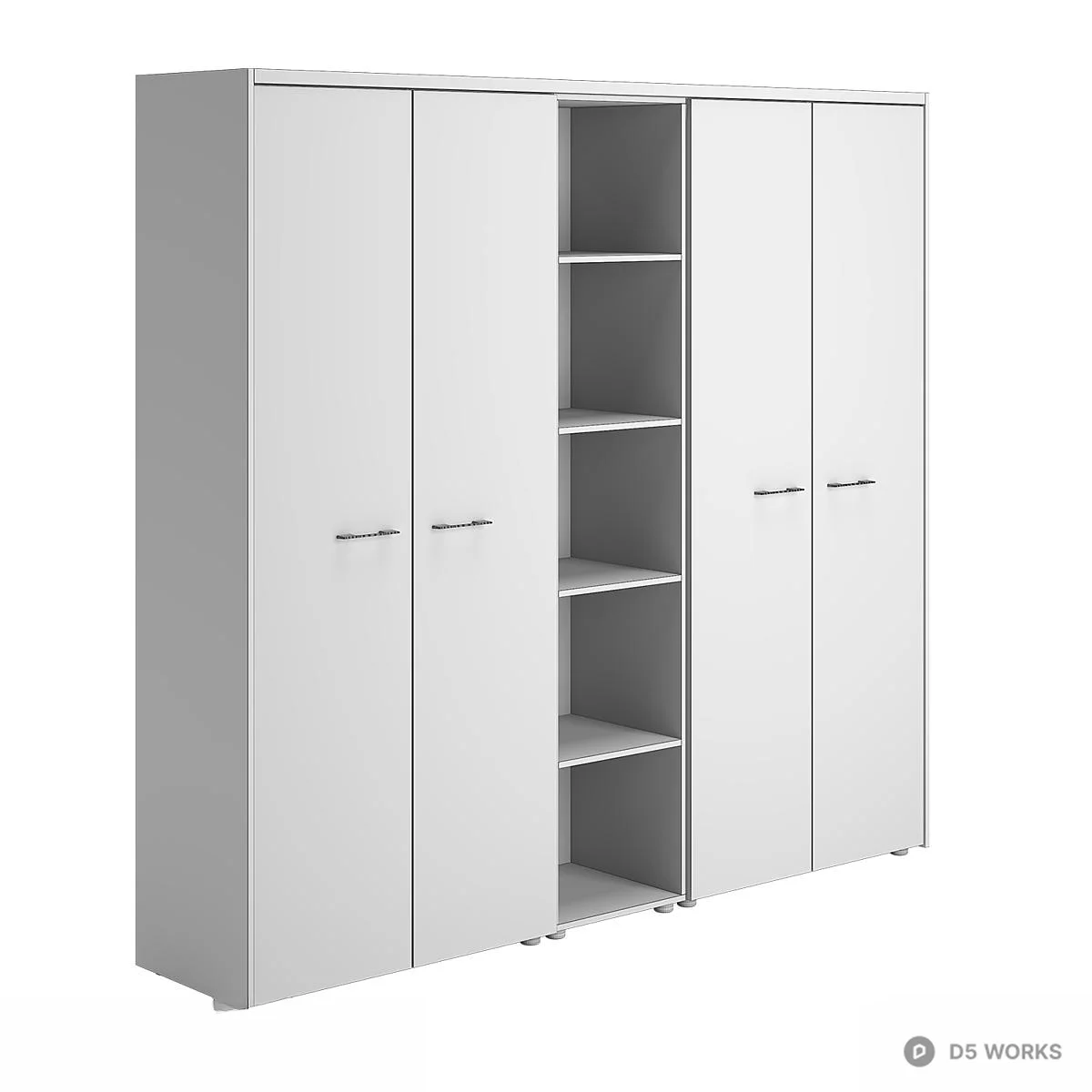 Wooden L Shaped Office Desk With Storage Cabinet 3d model thumbnail 4