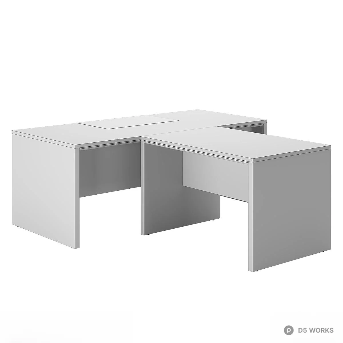 Wooden L Shaped Office Desk With Storage Cabinet 3d model thumbnail 3
