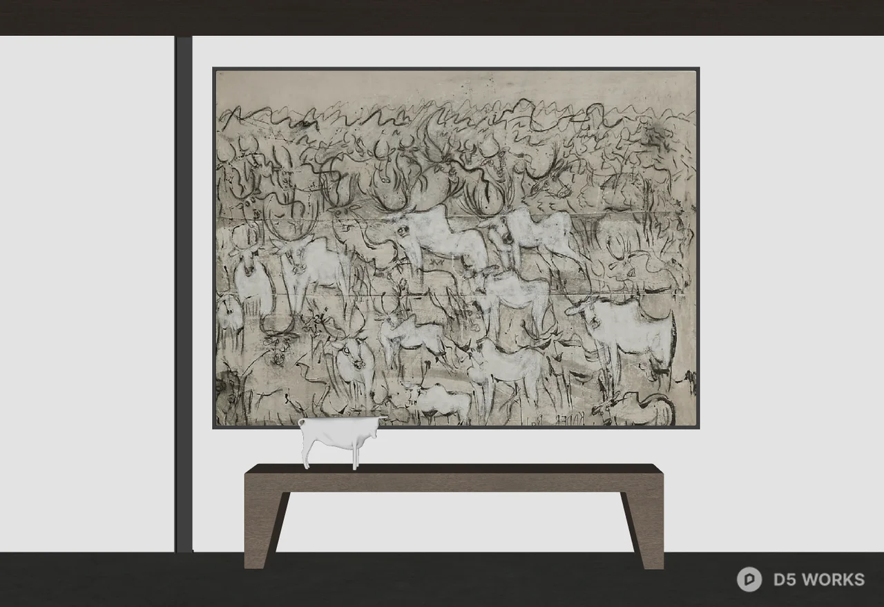 Abstract Line Art Wall Painting 3d model thumbnail 2