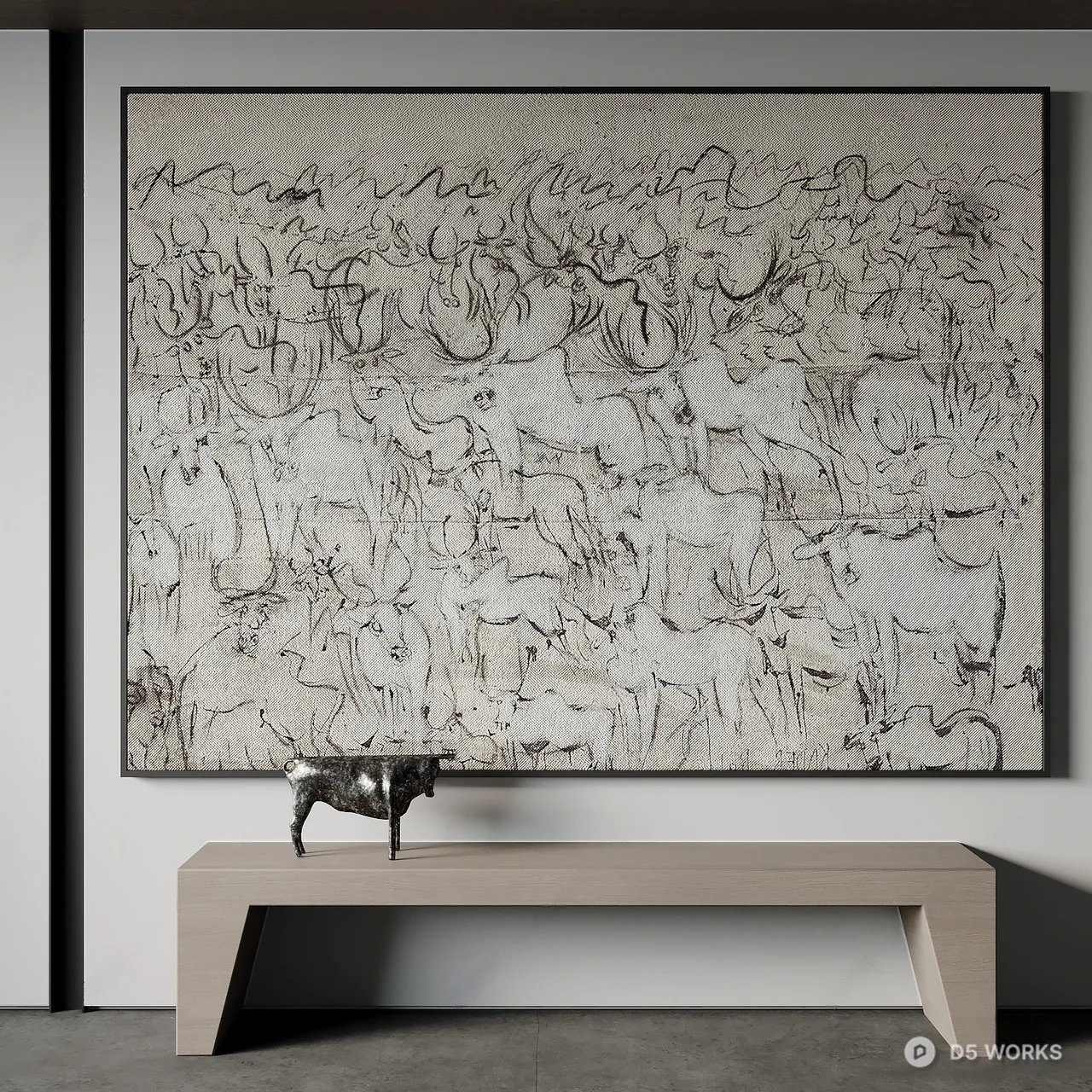 Abstract Line Art Wall Painting 3d model - Image 1
