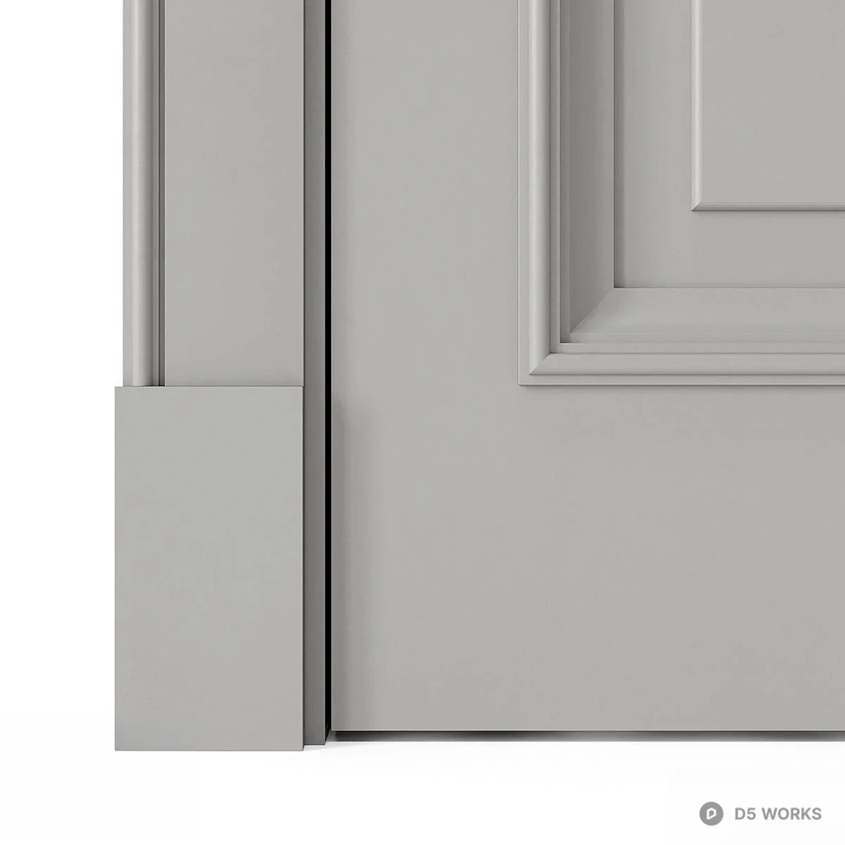 Minimalist Gray Panel Door With Brass Handle 3d model thumbnail 3