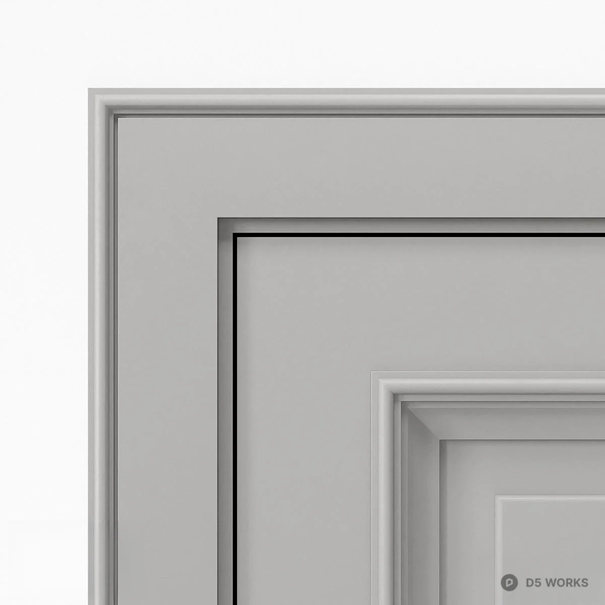 Minimalist Gray Panel Door With Brass Handle 3d model thumbnail 2
