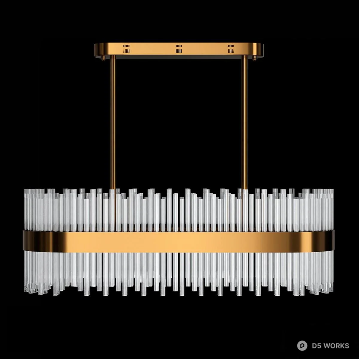 Brass Frame Crystal Rod Chandelier 3d model thumbnail 2
