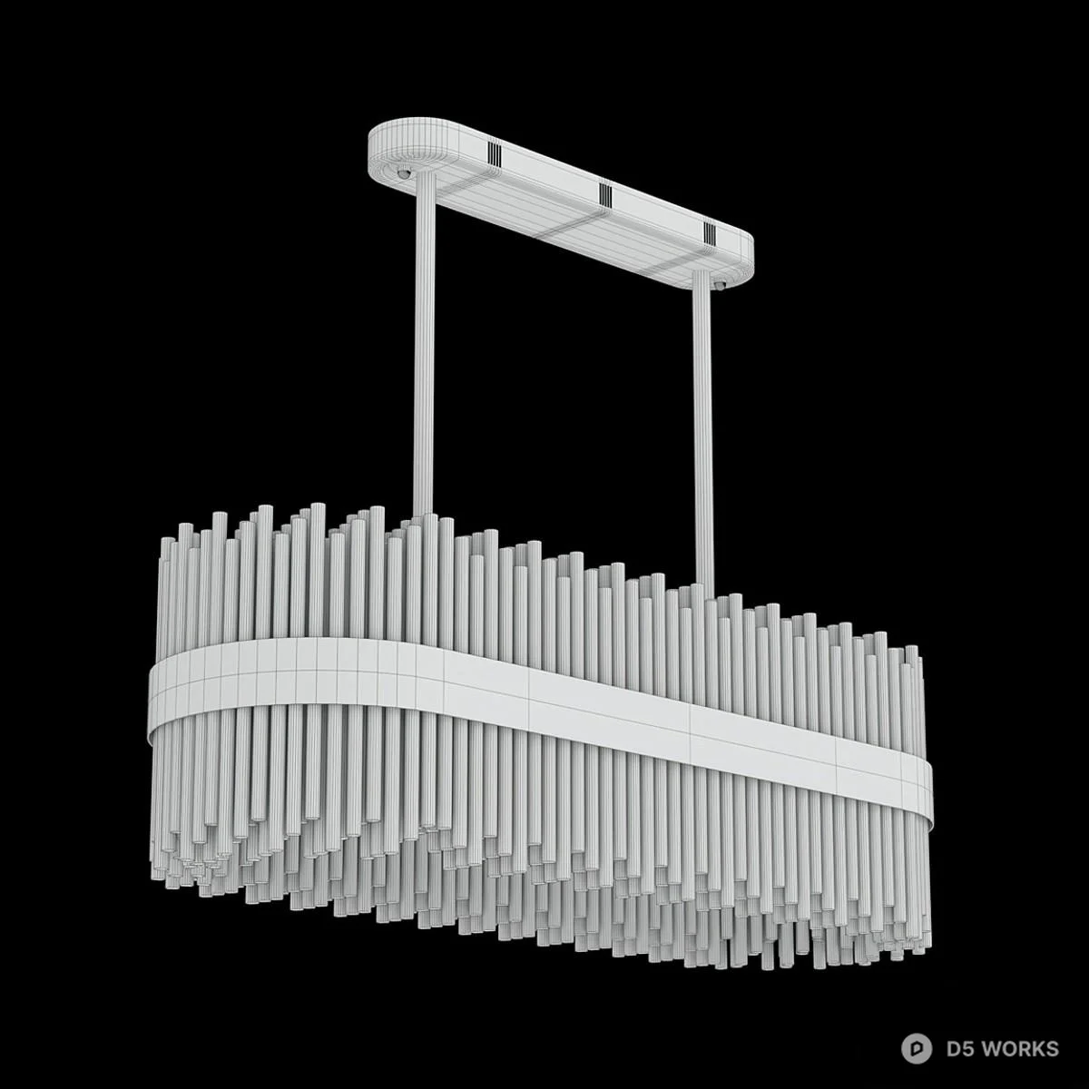 Brass Frame Crystal Rod Chandelier 3d model thumbnail 3