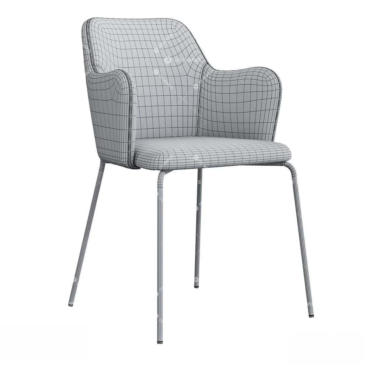 Modern Study Chair 3d model thumbnail 3