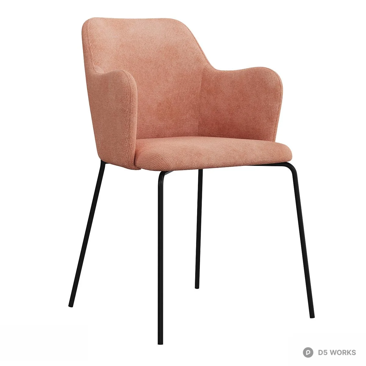 Velvet Upholstered Dining Chair With Gold Metal Legs 3d model thumbnail 2