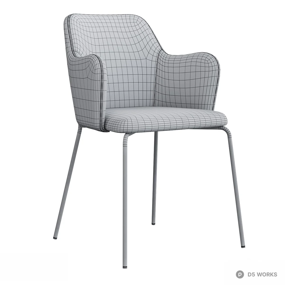 Velvet Upholstered Dining Chair With Gold Metal Legs 3d model thumbnail 3