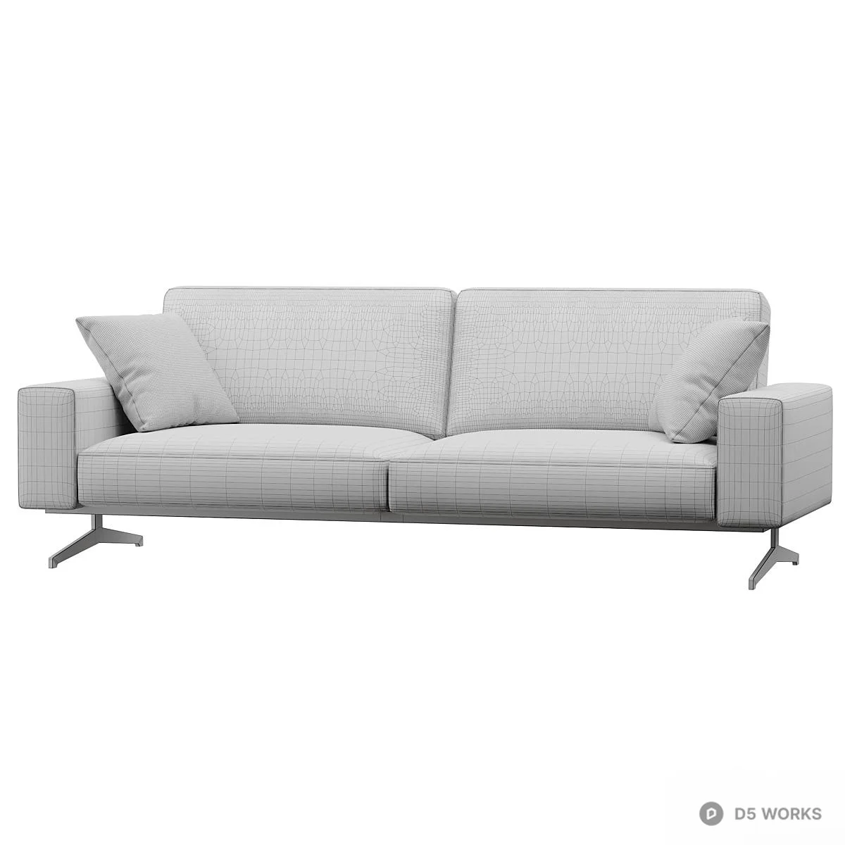 Minimalist Fabric Three-Seater Sofa 3d model thumbnail 4