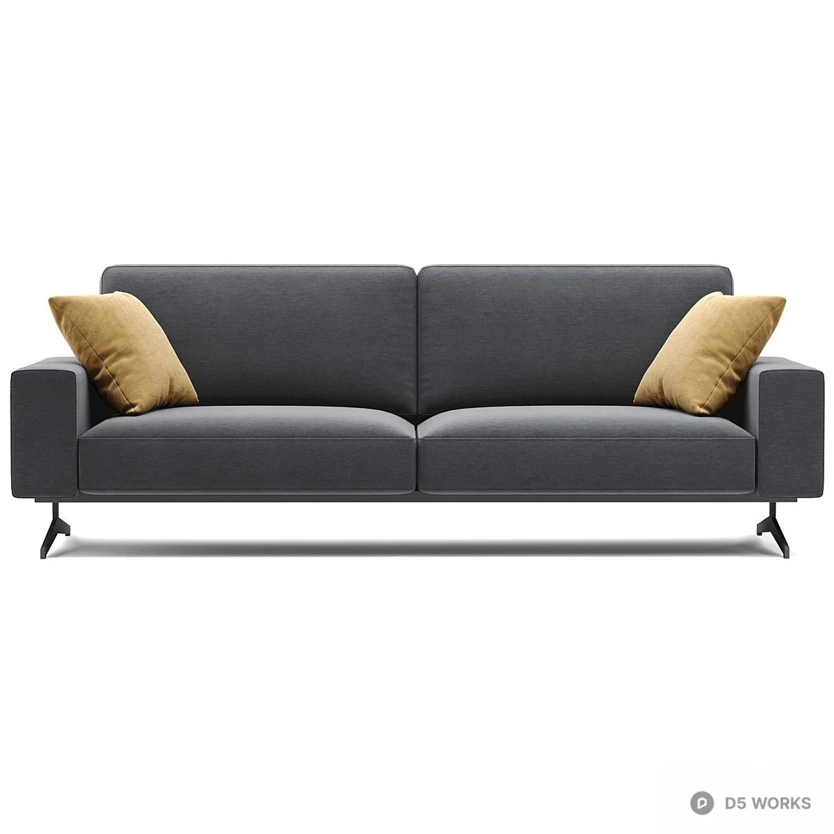 Minimalist Fabric Three-Seater Sofa 3d model thumbnail 2