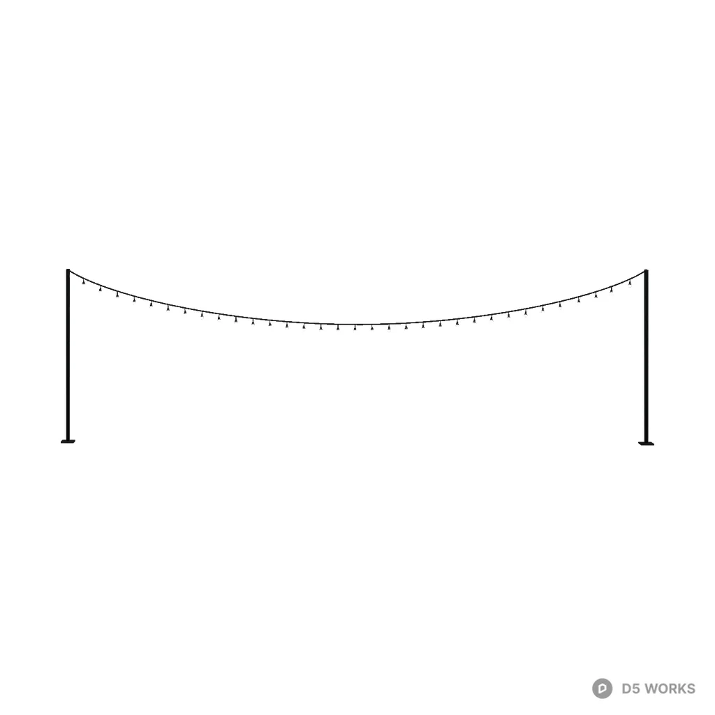 Black metal decorative light string 3d model - Image 1